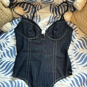 NWT LOVERS AND FRIENDS REVOLVE DENIM BODYSUIT